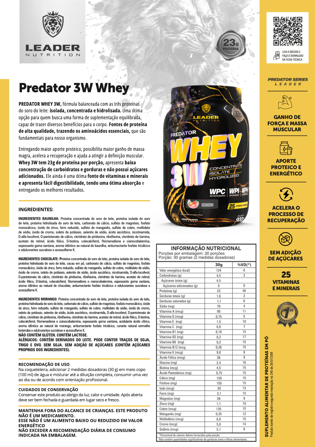 Whey Protein 3W Leader Nutrition